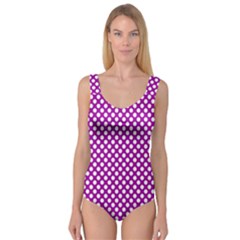 White And Purple, Polka Dots, Retro, Vintage Dotted Pattern Princess Tank Leotard  by Casemiro