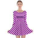 White and purple, polka dots, retro, vintage dotted pattern Long Sleeve Skater Dress View1