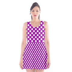 White And Purple, Polka Dots, Retro, Vintage Dotted Pattern Scoop Neck Skater Dress by Casemiro