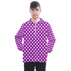 White And Purple, Polka Dots, Retro, Vintage Dotted Pattern Men s Half Zip Pullover by Casemiro