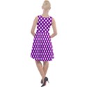 White and purple, polka dots, retro, vintage dotted pattern Knee Length Skater Dress View2