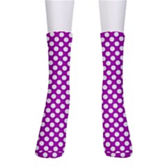 White And Purple, Polka Dots, Retro, Vintage Dotted Pattern Men s Crew Socks by Casemiro