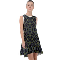 Modern Ornate Stylized Motif Print Frill Swing Dress by dflcprintsclothing