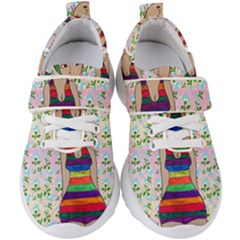 Tan Swimmer Flowerwall Kids  Velcro Strap Shoes by snowwhitegirl