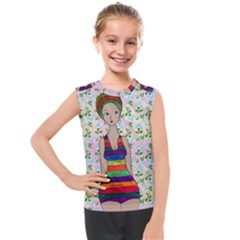 Tan Swimmer Flowerwall Kids  Mesh Tank Top by snowwhitegirl