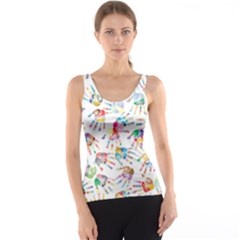 Colorful Palms, Hand Print Pattern, Rainbow Colors Palette Tank Top by Casemiro