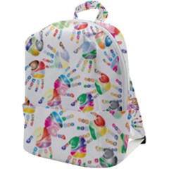 Colorful Palms, Hand Print Pattern, Rainbow Colors Palette Zip Up Backpack by Casemiro