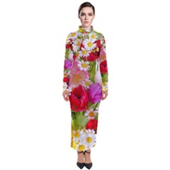 Beautiful Floral Turtleneck Maxi Dress by Sparkle