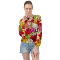 Beautiful Floral Banded Bottom Chiffon Top by Sparkle