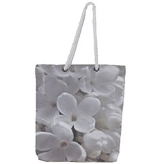 White Floral Full Print Rope Handle Tote (large) by Sparkle