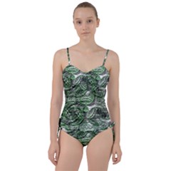 Biohazard Sign Pattern, Silver And Light Green Bio-waste Symbol, Toxic Fallout, Hazard Warning Sweetheart Tankini Set by Casemiro