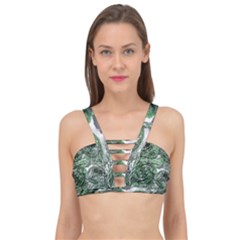 Biohazard Sign Pattern, Silver And Light Green Bio-waste Symbol, Toxic Fallout, Hazard Warning Cage Up Bikini Top by Casemiro