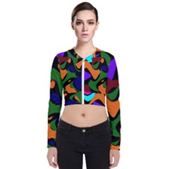 Trippy Paint Splash, Asymmetric Dotted Camo In Saturated Colors Long Sleeve Zip Up Bomber Jacket by Casemiro