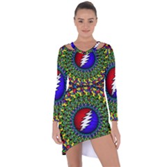 Grateful Dead Asymmetric Cut-out Shift Dress by Sapixe