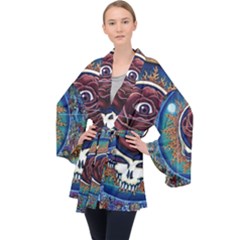 Grateful Dead Ahead Of Their Time Long Sleeve Velvet Kimono  by Sapixe