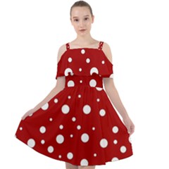 Mushroom Pattern, Red And White Dots, Circles Theme Cut Out Shoulders Chiffon Dress by Casemiro