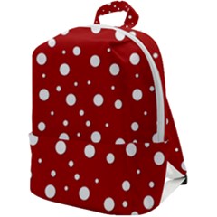 Mushroom Pattern, Red And White Dots, Circles Theme Zip Up Backpack by Casemiro