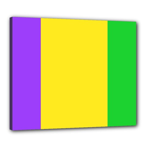 Carnival Mardi Gras Purple Yellow Green Stripes Canvas 24  X 20  (stretched) by yoursparklingshop