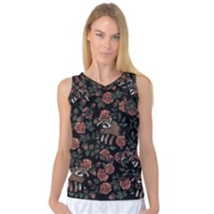 Raccoon Floral Women s Basketball Tank Top by BubbSnugg