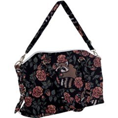 Raccoon Floral Canvas Crossbody Bag by BubbSnugg