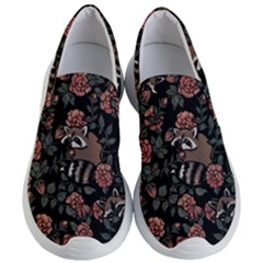 Raccoon Floral Women s Lightweight Slip Ons by BubbSnugg