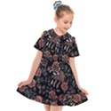 Raccoon Floral Kids  Short Sleeve Shirt Dress View1