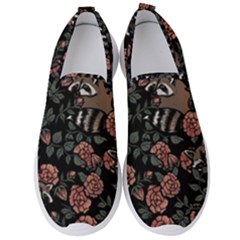 Raccoon Floral Men s Slip On Sneakers by BubbSnugg