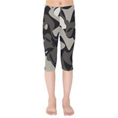 Trippy Sepia Paint Splash, Brown, Army Style Camo, Dotted Abstract Pattern Kids  Capri Leggings  by Casemiro