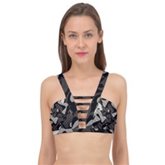 Trippy Sepia Paint Splash, Brown, Army Style Camo, Dotted Abstract Pattern Cage Up Bikini Top by Casemiro