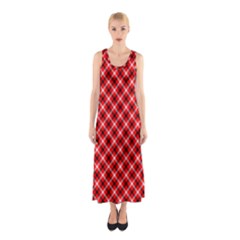 Three Color Tartan, Red Grey, Black Buffalo Plaid Theme Sleeveless Maxi Dress by Casemiro