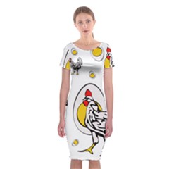 Roseanne Chicken, Retro Chickens Classic Short Sleeve Midi Dress by EvgeniaEsenina