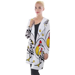 Roseanne Chicken, Retro Chickens Hooded Pocket Cardigan by EvgeniaEsenina