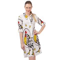 Roseanne Chicken, Retro Chickens Long Sleeve Mini Shirt Dress by EvgeniaEsenina