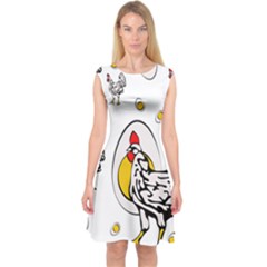 Roseanne Chicken, Retro Chickens Capsleeve Midi Dress by EvgeniaEsenina