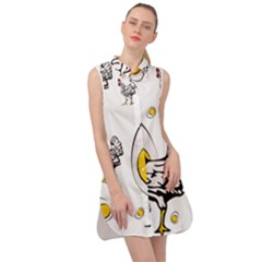 Roseanne Chicken, Retro Chickens Sleeveless Shirt Dress by EvgeniaEsenina