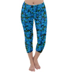 Blue Sakura Forest  Tree So Meditative And Calm Capri Winter Leggings  by pepitasart