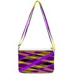Abstract Geometric Blocks, Yellow, Orange, Purple Triangles, Modern Design Double Gusset Crossbody Bag by Casemiro