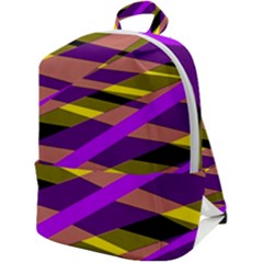 Abstract Geometric Blocks, Yellow, Orange, Purple Triangles, Modern Design Zip Up Backpack by Casemiro