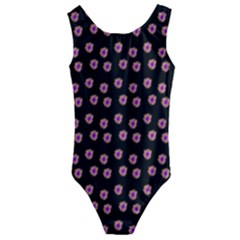 Peach Purple Daisy Flower Black Kids  Cut-out Back One Piece Swimsuit by snowwhitegirl