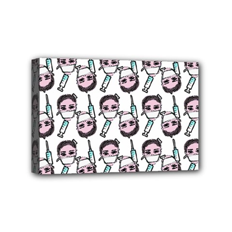 Doctor Pattern White Mini Canvas 6  X 4  (stretched) by snowwhitegirl