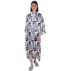 Doctor Pattern White Maxi Satin Kimono by snowwhitegirl