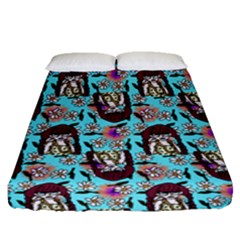 Braids Doll Daisies Blue Fitted Sheet (queen Size) by snowwhitegirl