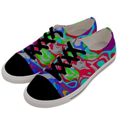 Colorful Distorted Shapes On A Grey Background                                                    Men s Low Top Canvas Sneakers by LalyLauraFLM