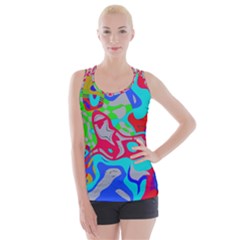 Colorful Distorted Shapes On A Grey Background                                                    Criss Cross Back Tank Top by LalyLauraFLM