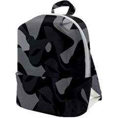 Trippy, Asymmetric Black And White, Paint Splash, Brown, Army Style Camo, Dotted Abstract Pattern Zip Up Backpack by Casemiro