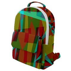 Rainbow Colors Palette Mix, Abstract Triangles, Asymmetric Pattern Flap Pocket Backpack (small) by Casemiro