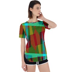 Rainbow Colors Palette Mix, Abstract Triangles, Asymmetric Pattern Perpetual Short Sleeve T-shirt by Casemiro