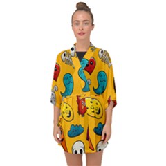 Graffiti Characters Seamless Ornament Half Sleeve Chiffon Kimono by Amaryn4rt