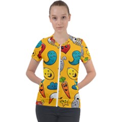 Graffiti Characters Seamless Ornament Short Sleeve Zip Up Jacket by Amaryn4rt