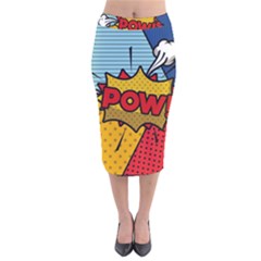 Pow Word Pop Art Style Expression Vector Velvet Midi Pencil Skirt by Amaryn4rt